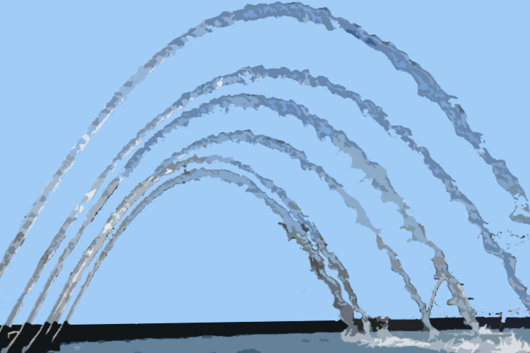 Falling water in a water fountain clearly show parabola's in action